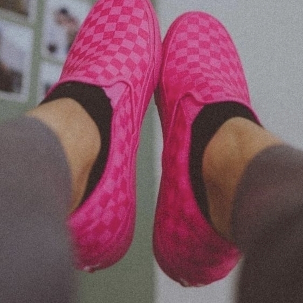 Vans Women's Hot Pink Checkerboard Slip-On Sneakers